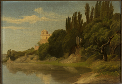 Italian waterside landscape by Friedrich Wasmann