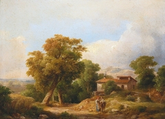 Italienische Landschaft mit Bauernhaus by Károly Markó