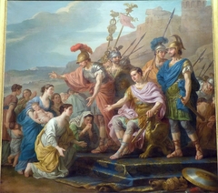 La famille de Coriolan venant le fléchir et le détourner d'assiéger Rome by Joseph-Marie Vien