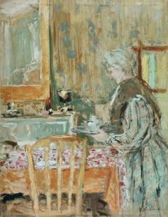 La mère de l'artiste servant le thé by Édouard Vuillard