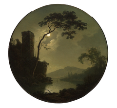 Lake with Castle on a Hill by Joseph Wright of Derby