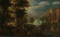 Landscape with animals and ruins