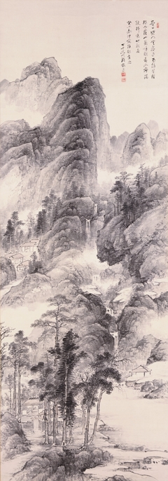 Landscape with Houses in a Ravine by Yamamoto Baiitsu
