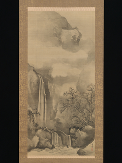 Landscape with Waterfall by Tani Bunchō