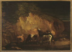 Landschap met koeien. by Jacob Esselens
