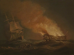 Loss of the East Indiaman 'Kent': the burning hulk by Thomas Luny