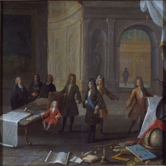 Louis XV enfant recevant une leçon, en présence du cardinal de Fleury et du Régent by Anonymous