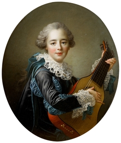 Madame du Barry Playing the Guitar by François-Hubert Drouais