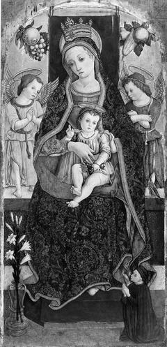 Madonna and Child Enthroned with Two Angels and a Donor by Vittore Crivelli