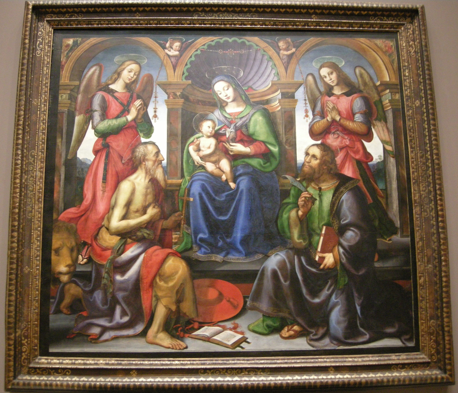 "Madonna Enthroned with Saints and Angels" Raffaellino del 