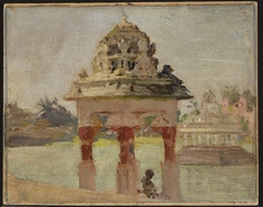 Madras – temple with the holy pond. From the journey to India by Jan Ciągliński