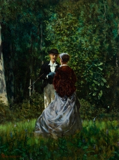 Meeting in the woods by Telemaco Signorini