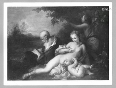 Mythologic scene: Lying naked woman, putto, dressed woman and old man ("Die 3 Lebensalter") by Anthony van Dyck