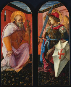 Pair of Panels from a Triptych: The Archangel Michael and St. Anthony Abbot