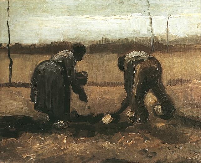 Peasant and Peasant Woman Planting Potatoes