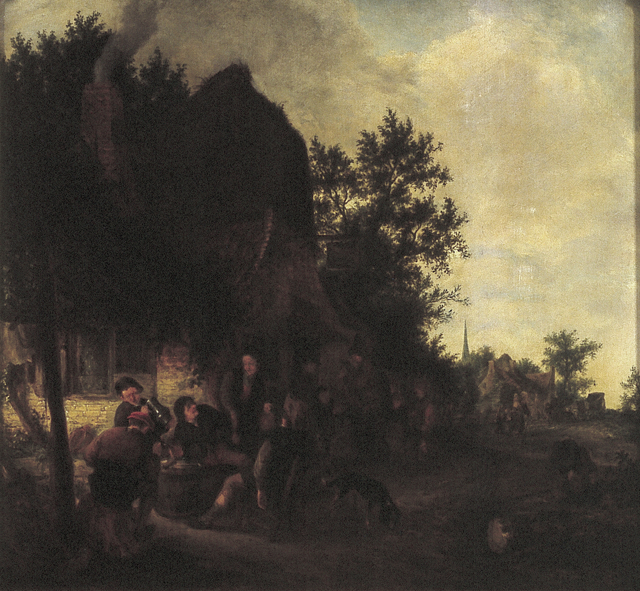 Peasants drinking before an inn