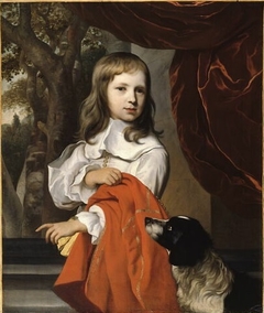 Portrait of a boy with a dog