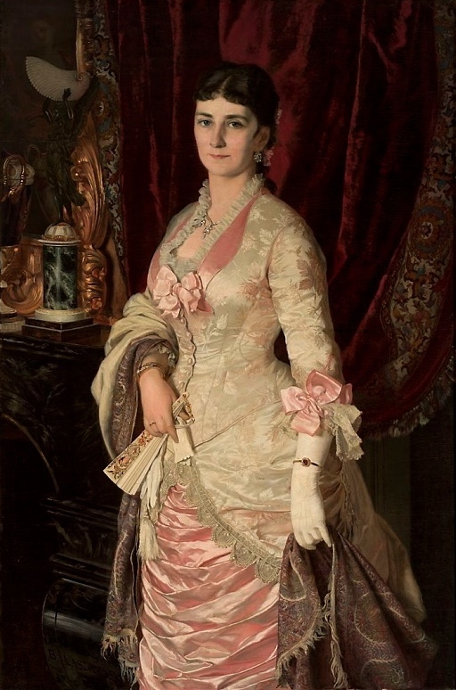 Portrait of a lady in satin dress.
