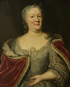 Portrait of Maria Louisa van Hessen-Kassel, called Maaike-Meu. Widow of the Stadtholder of Friesland John Willem Friso, Prince of Orange-Nassau by Johann Philipp Behr