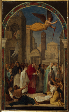Procession de saint Charles Borromée pendant la peste de Milan Esquisse pour la peinture murale de l'église Saint-Sulpice by Auguste Pichon