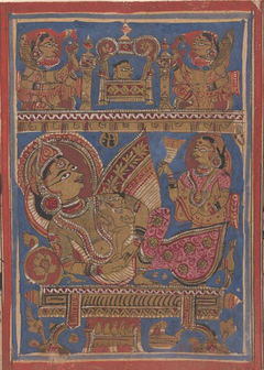 Queen Trisala Nursing the Newborn Mahavira: Folio from a Kalpasutra Manuscript