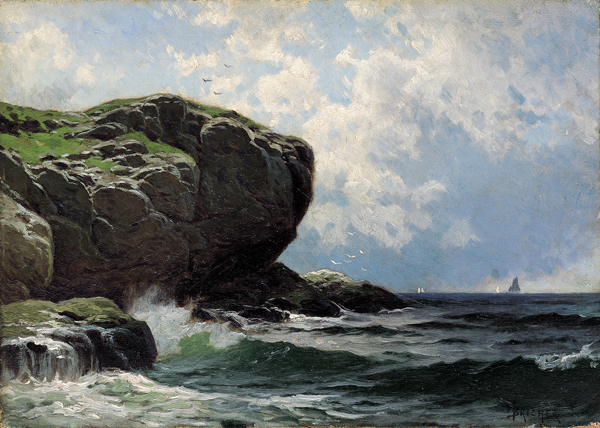 Rocky Head with Sailboats in Distance