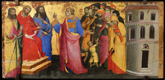 Saint Laurent rassemble les pauvres et les malades, et les présente à l'empereur comme les vrais trésors de l'Église. by Mariotto di Nardo