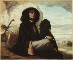 Self-Portrait with a Black Dog by Gustave Courbet