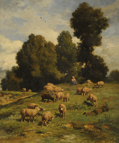 Sheep in pasture by Charles Jacque