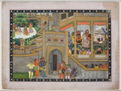 Sita Imprisoned at Ravana's Palace, Ravana Holding Court (Illustration to the Ramayana) by Anonymous