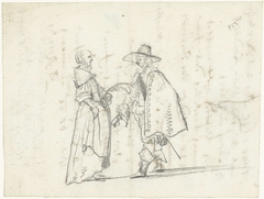 Staande man en vrouw in gesprek by Gesina ter Borch