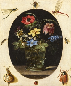 Still Life with Flowers Surrounded by Insects and a Snail