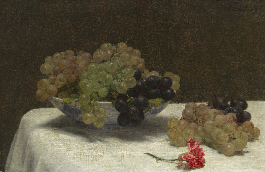 Still Life with Grapes and a Carnation