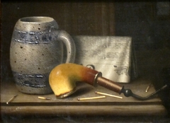 STILL LIFE WITH PIPE AND MUG by William Harnett