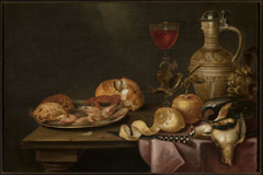 Still life with shrimps and crabs on a tin plate by Alexander Adriaenssen