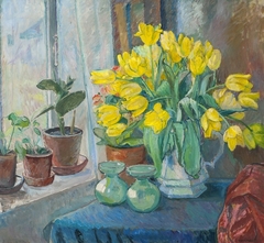 Still Life with yellow Tulips in a Jug
