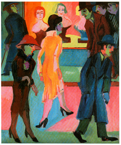 Straßenbild vor dem Friseurladen (Straßenszene) by Ernst Ludwig Kirchner