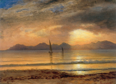 Sunset over a Mountain Lake by Albert Bierstadt