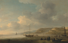 The Coast near Scheveningen with Fishing Pinks on the Shore by Charles Brooking
