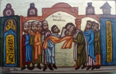 The holy shroud (copy ffrom Byzantine miniature) by GIITSIDIS EFSTATHIOS