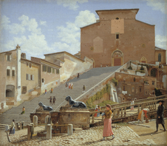 The Marble Steps leading to the Church of Santa Maria in Aracoeli in Rome by Christoffer Wilhelm Eckersberg