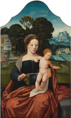 The Virgin and Child, in a landscape setting with St Joseph in the background by Master of the Female Half-Lengths