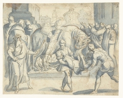 Tiran Phalaris geeft het bevel om Perillus te verbranden in de bronzen stier by Unknown Artist