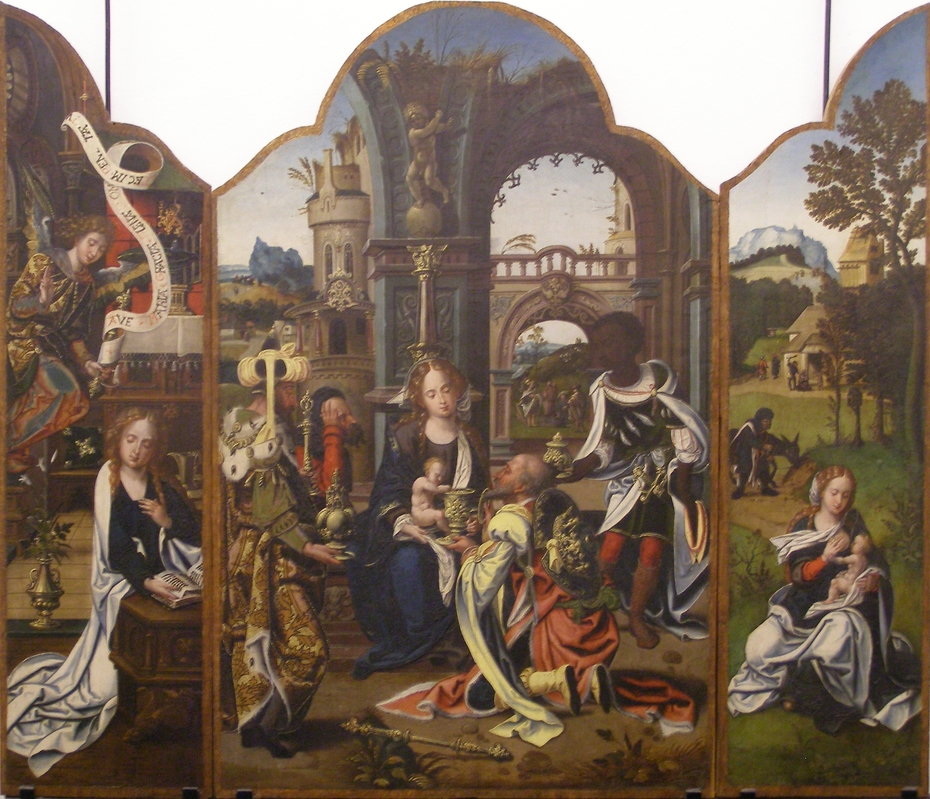 Triptych: Adoration of the Magi; Annunciation; Rest on the flight into Egypt