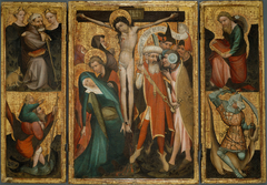 Triptych of the Crucifixion with Saints Anthony, Christopher, James and George by Anonymous