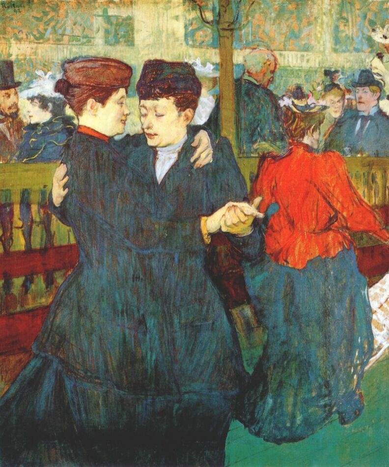 Deux femmes dansant au Moulin-Rouge