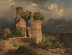 View of a Roman Aqueduct, near Tivoli by Louis-Jules-Frédéric Villeneuve