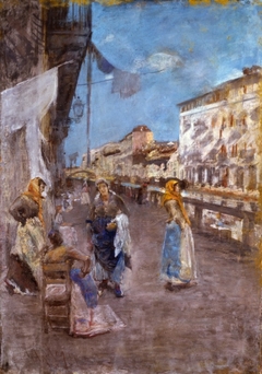 Washerwomen along the Canal (Naviglio) by Emilio Gola