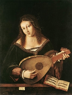 Woman Playing a Lute (Veneto) by Bartolomeo Veneto