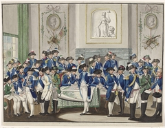 Zaal met 35 schutters in verschillende monteringen, 1787 by C. van Waard